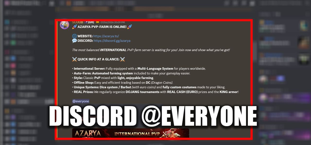 Preview anunț cu @everyone pe serverul Discord